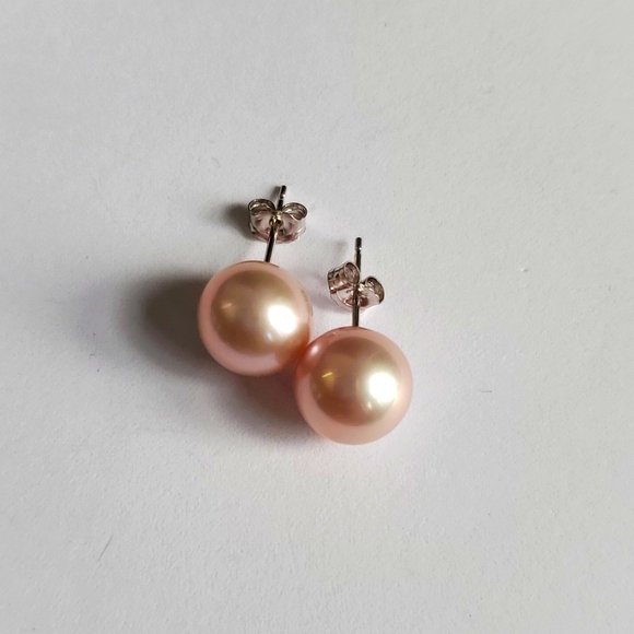 14K Gold Pink South Sea Pearl Earrings - Picture 1 of 6